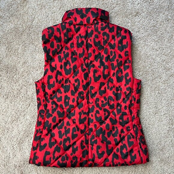 New York & Company Leopard-Print Coco Red Puffer Vest Size Small - Picture 5 of 12